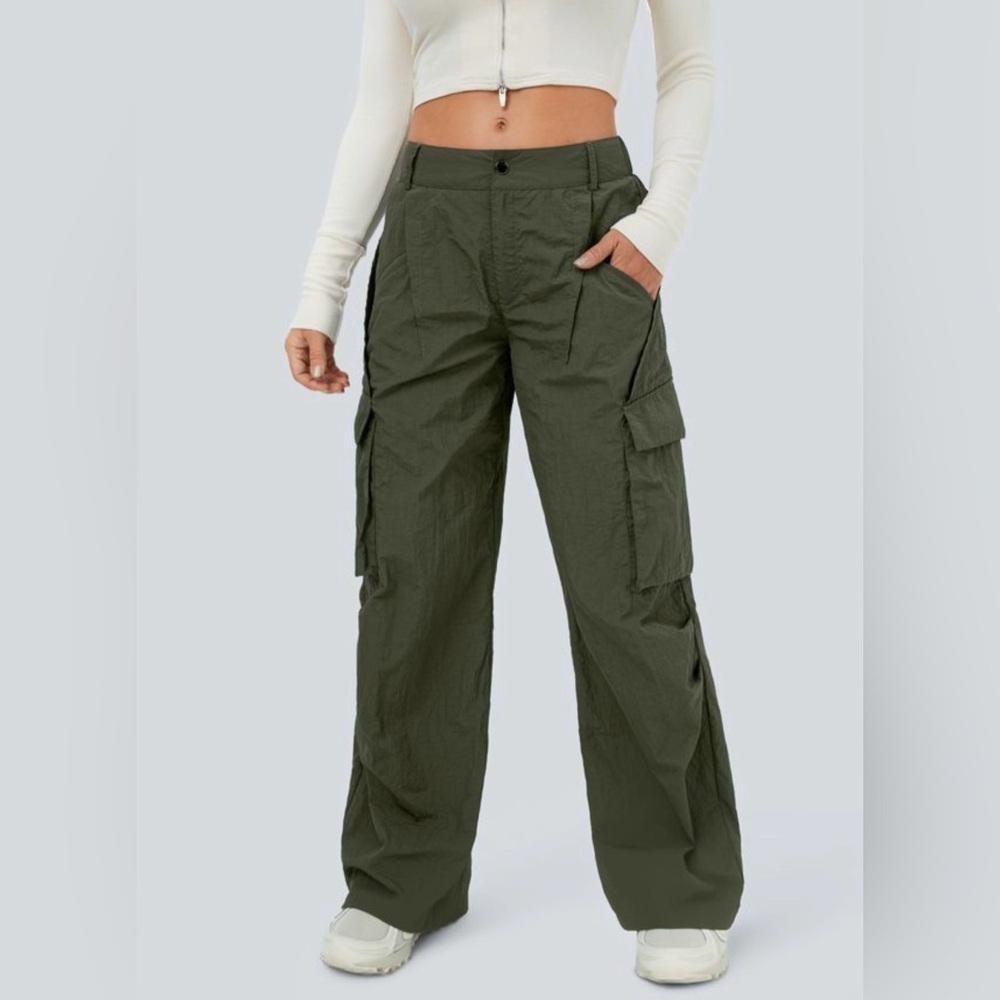 HALARA Olive Green Wide Leg Cargo Pants